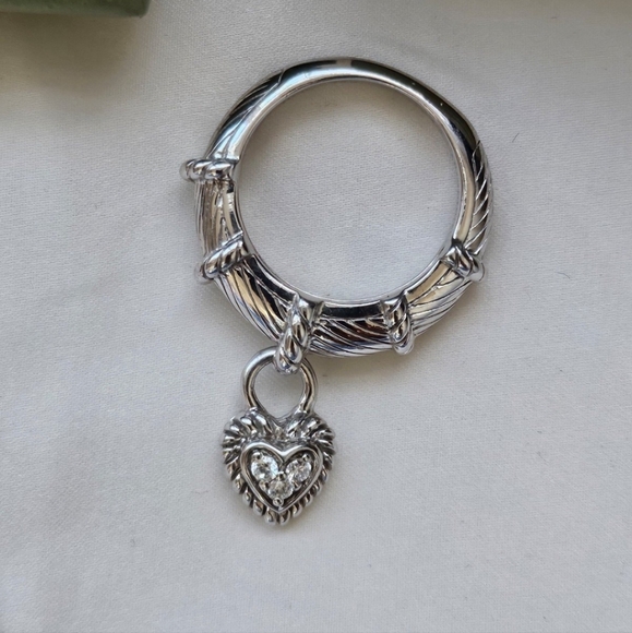Judith Ripka hearth dangle Ring size 4.5Silver 925 - Picture 2 of 6